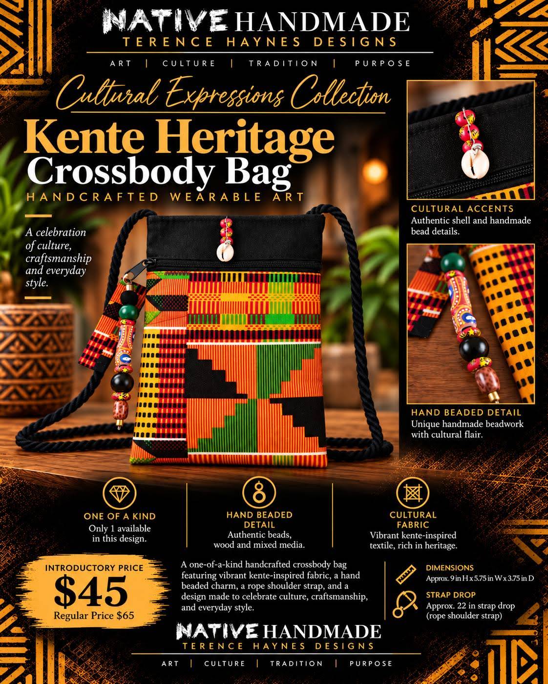 Kente Heritage Crossbody Bag — Cultural Expressions Collection
