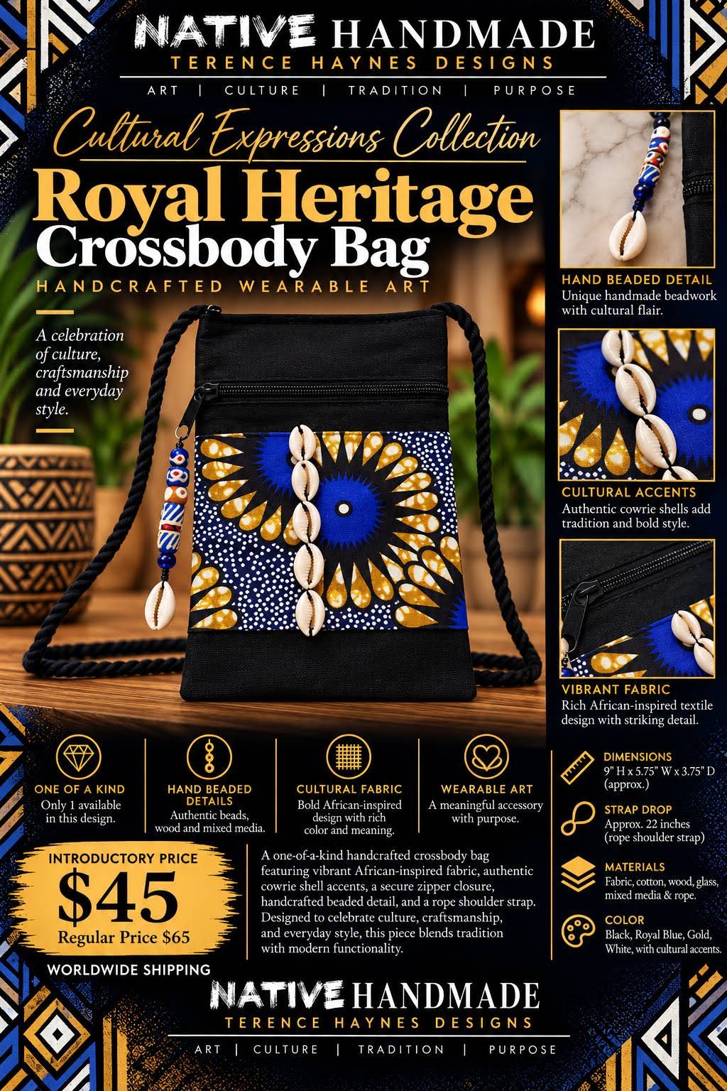 Royal Heritage Crossbody Bag — Cultural Expressions Collection
