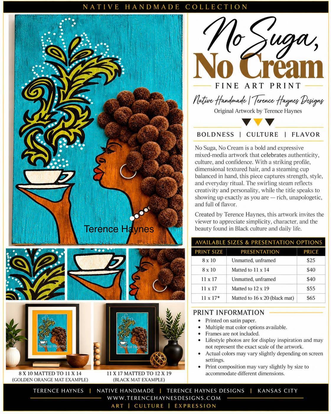 NO SUGA, NO CREAM - by Native Handmade / Terence Haynes Designs
