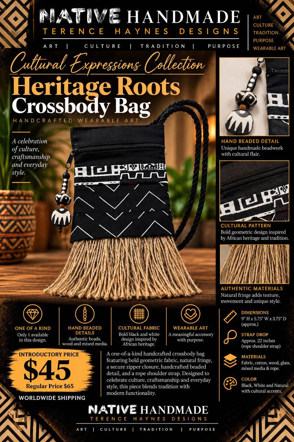 Heritage Roots Crossbody Bag — Cultural Expressions Collection