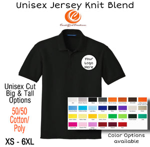 Short Sleeve Unisex Jersey Knit Custom Polo Shirt - 3XL - 6XL Option