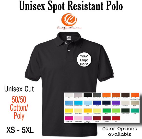 Short Sleeve Unisex Spot Resistant Custom Polo Shirt - XS-2XL Option