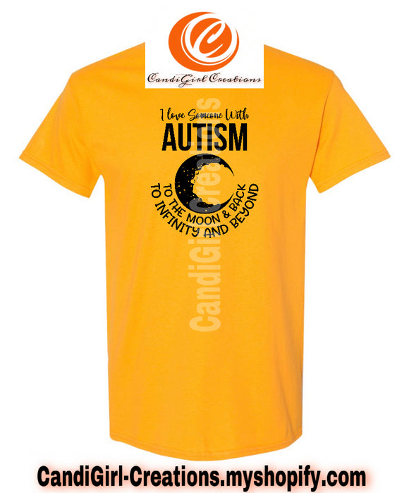 Autism Awareness Yellow Gold Tshirt - Moon & Back