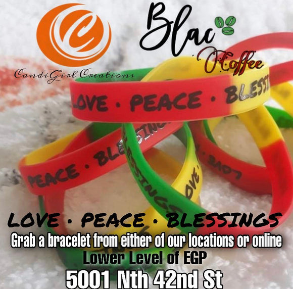 Celebrate Black History with a Love • Peace • Blessings Silicone bracelets