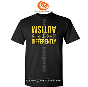 Autism Awareness Black Tshirt - Seeing the world differently