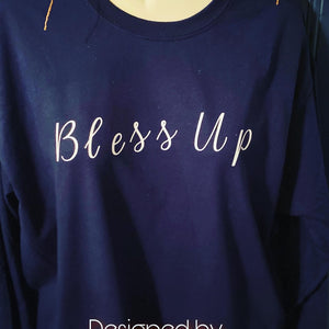 FAVORED & BLESSED COLLECTION LONG SLEEVE NAVY TSHIRT BLESS-UP